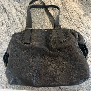 Black leather Fossil shoulder bag